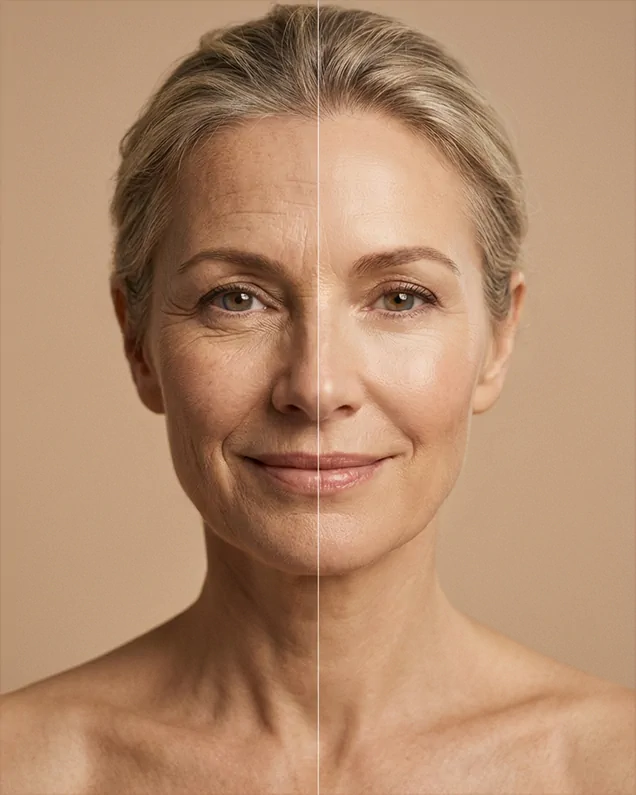 Žena s kožními znaménky při dermatologickém vyšetření